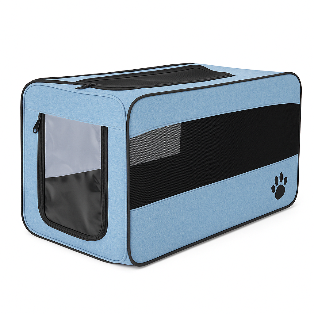 Folding Fabric Pet Travel Carrier Bag with Safety Zippers - For Cats & Dogs - TailAura