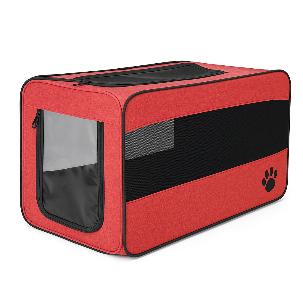 Folding Fabric Pet Travel Carrier Bag with Safety Zippers - For Cats & Dogs - TailAura