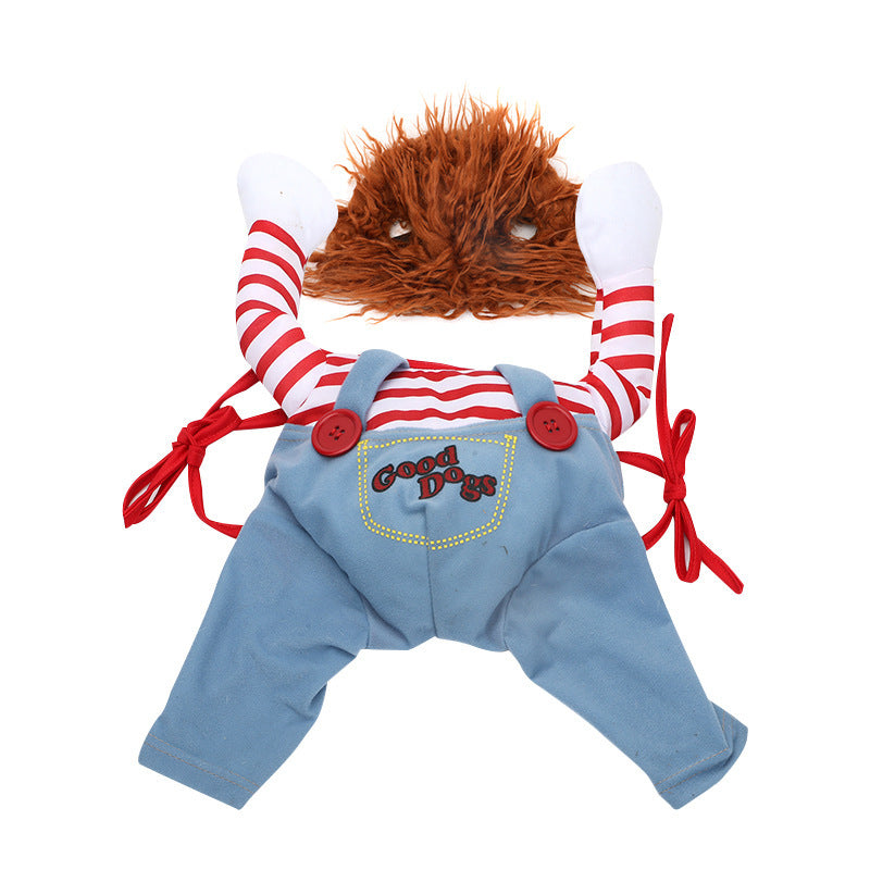 Halloween Pet Costume – Adjustable Dog Cosplay Costume with Wig and Foam Knife – Perfect for Parties and Gatherings - TailAura