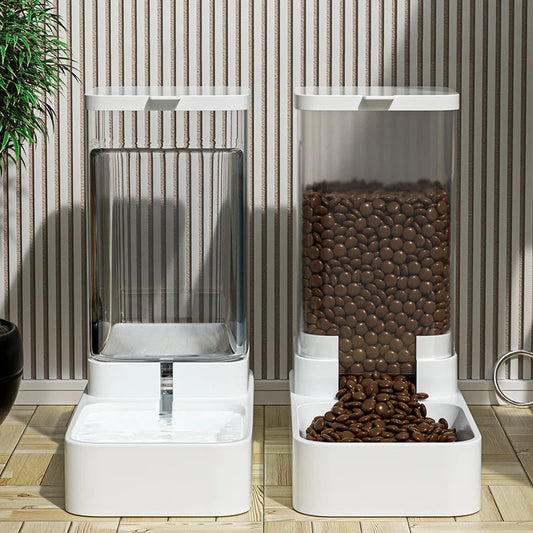 Hassle-Free Automatic Pet Food & Water Station Transparent Design - TailAura
