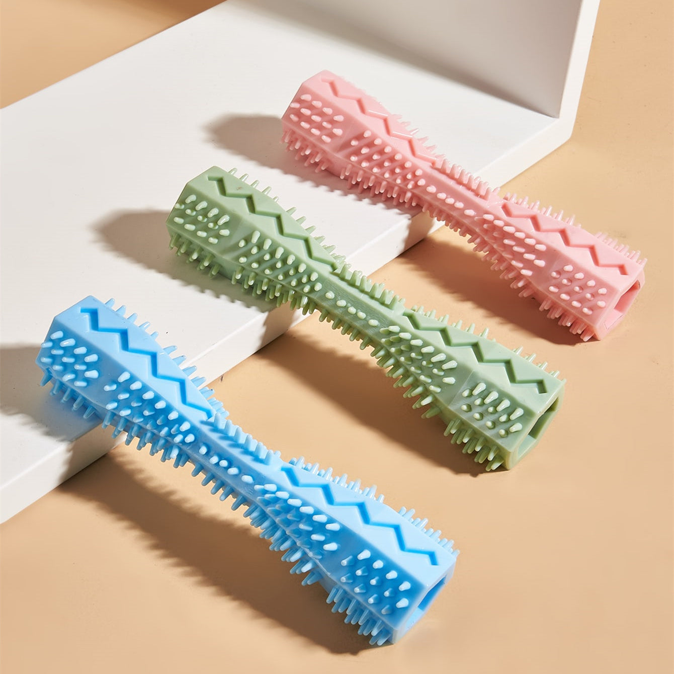 Hexagonal TPR Chew Toy – Teeth-Cleaning Molar Toy for Puppies - TailAura