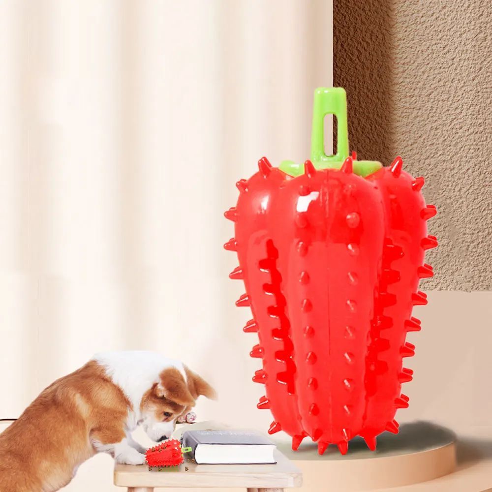 Interactive Chili Chew Dog Toy Durable Teething & Treat Dispensing Fun - TailAura