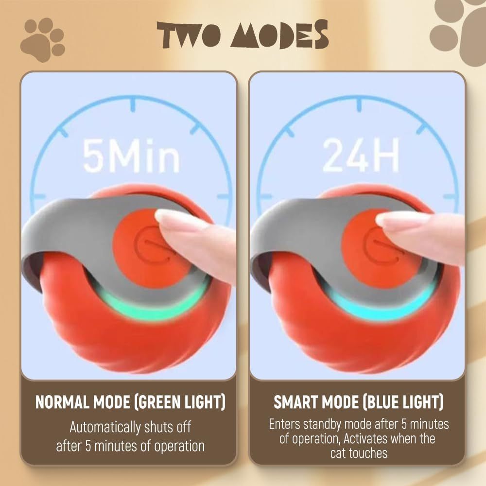 Interactive Smart Rolling Pet Ball Self-Moving Toy with Touch Control for Cats & Dogs - TailAura