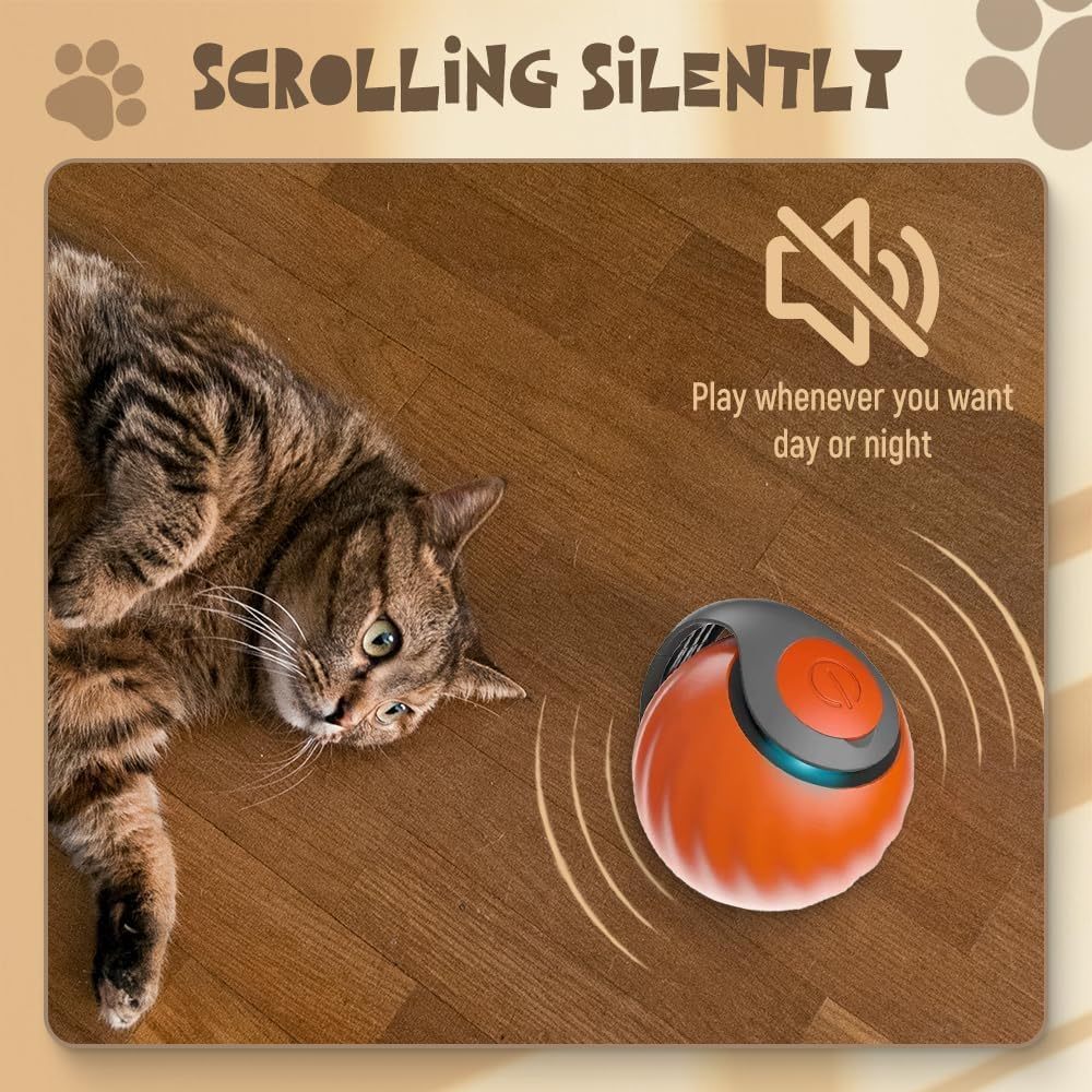 Interactive Smart Rolling Pet Ball Self-Moving Toy with Touch Control for Cats & Dogs - TailAura