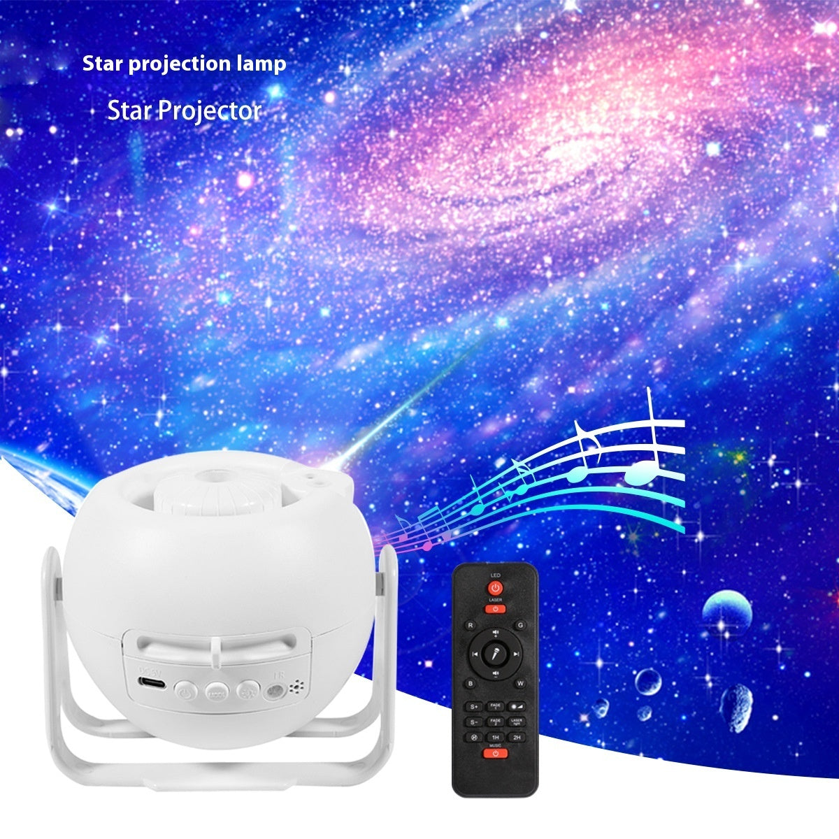 Starry Sky Soother & Sound Machine with Bluetooth | Wireless White Noise Projector Lamp with Remote & 10 Cards for Relaxation & Ambience - TailAura