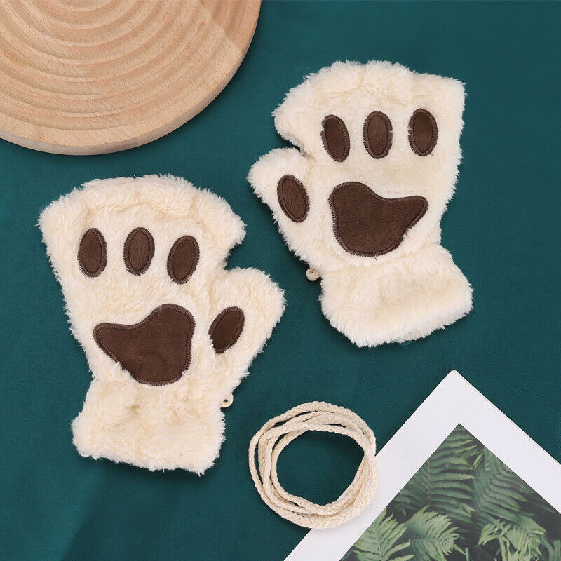 Women’s Cat Paw Fingerless Mittens – Cute & Warm Bear Claw Winter Gloves for Cosy Comfort - TailAura