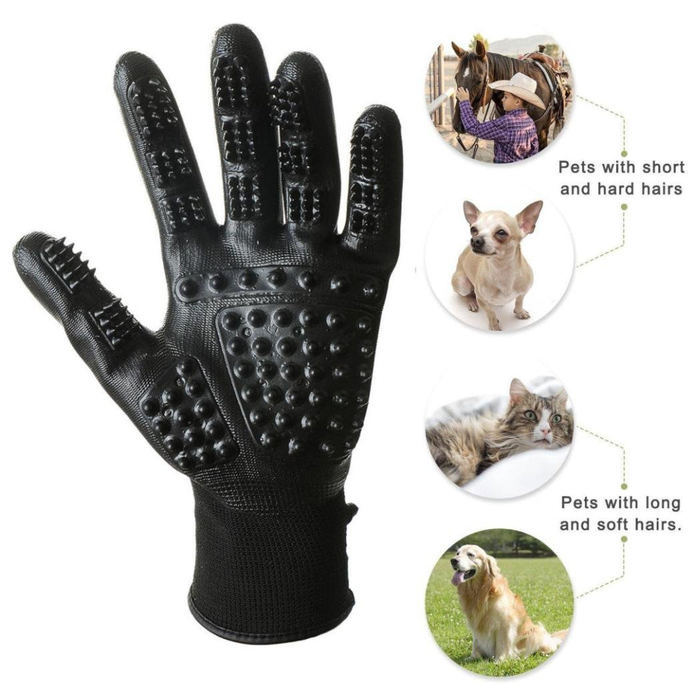 Pet Grooming & De-Shedding Glove Soft Rubber Massage Brush for Cats & Dogs | BUY 1 GET 1 FREE! - TailAura