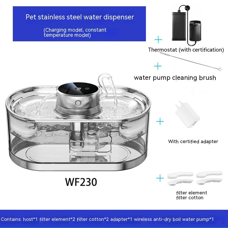 Pet Smart Water Dispenser Wireless, Rechargeable Hydration for Cats & Dogs - TailAura