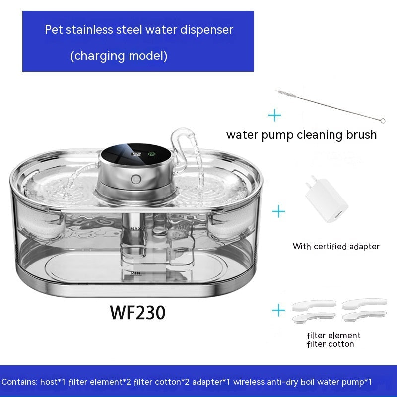 Pet Smart Water Dispenser Wireless, Rechargeable Hydration for Cats & Dogs - TailAura