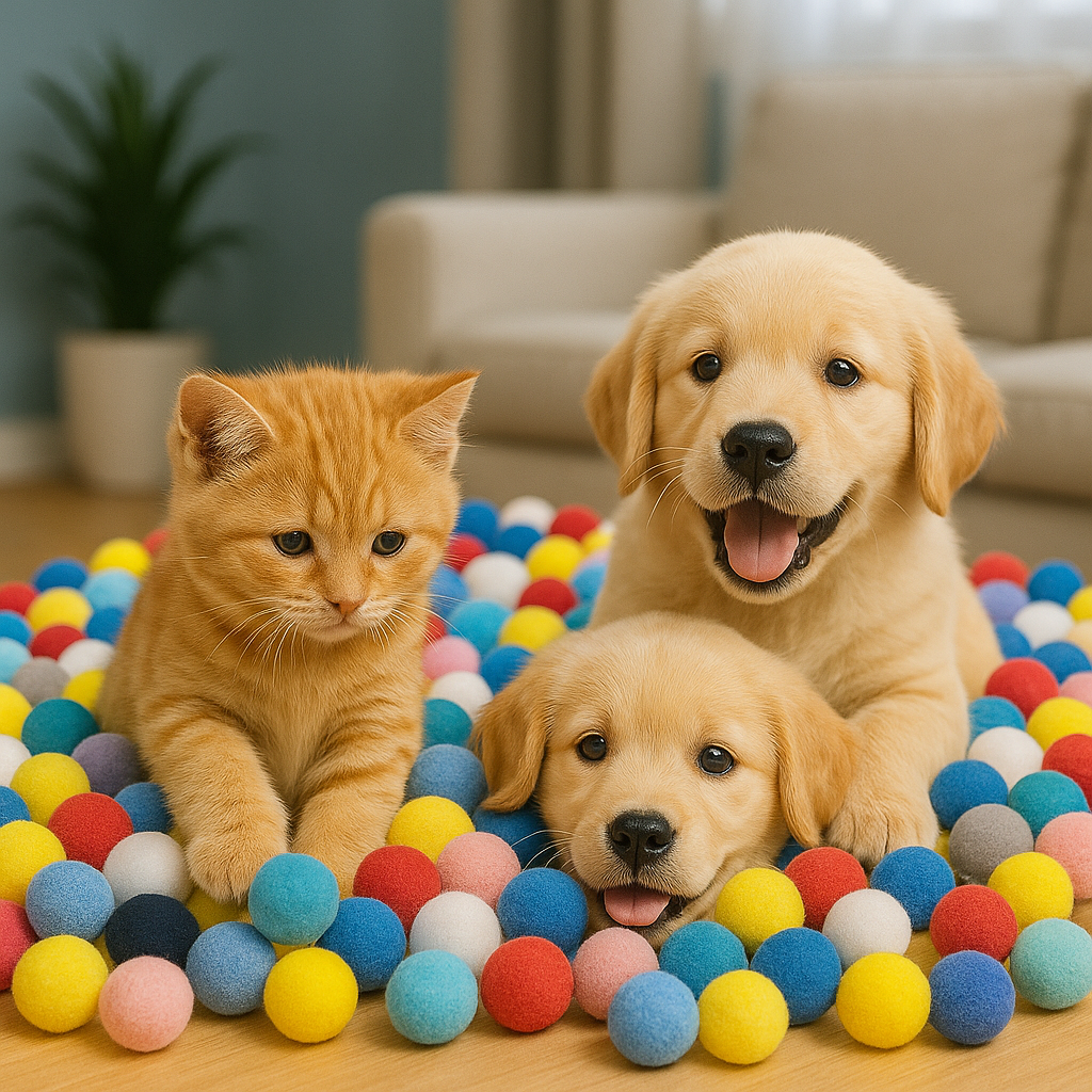 Pounce & Play! Soft Plush Pompom Cat Balls – Interactive Fun & Exercise for Kittens & Cats - TailAura
