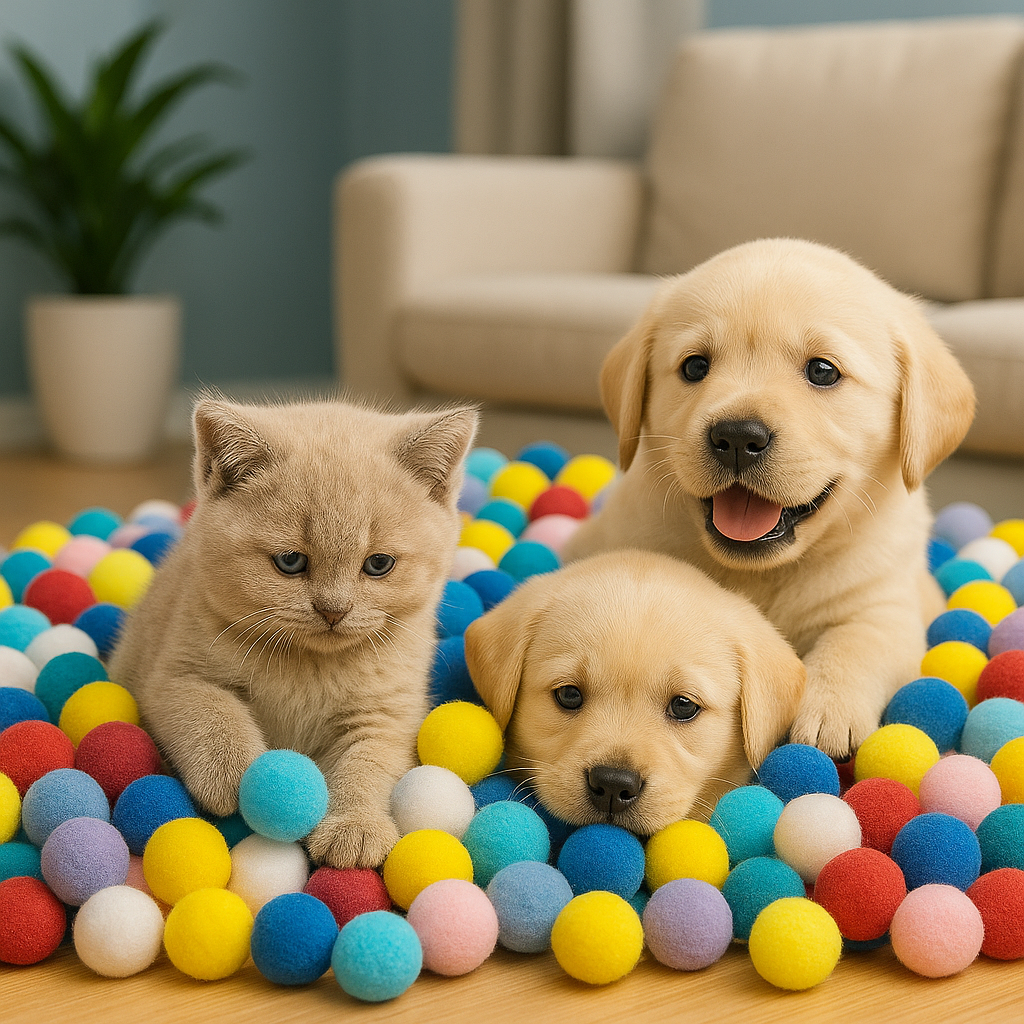 Pounce & Play! Soft Plush Pompom Cat Balls – Interactive Fun & Exercise for Kittens & Cats - TailAura