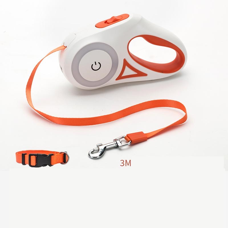 Retractable Dog Leash with Spotlight & Collar – Automatic Traction Rope for Small & Medium Dogs - TailAura