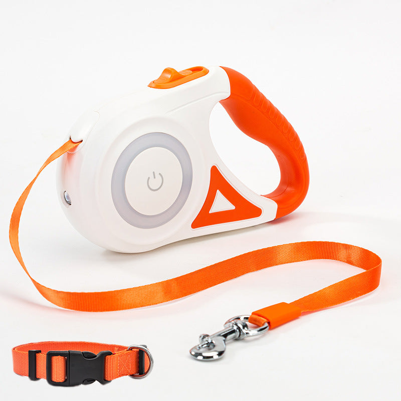 Retractable Dog Leash with Spotlight & Collar – Automatic Traction Rope for Small & Medium Dogs - TailAura