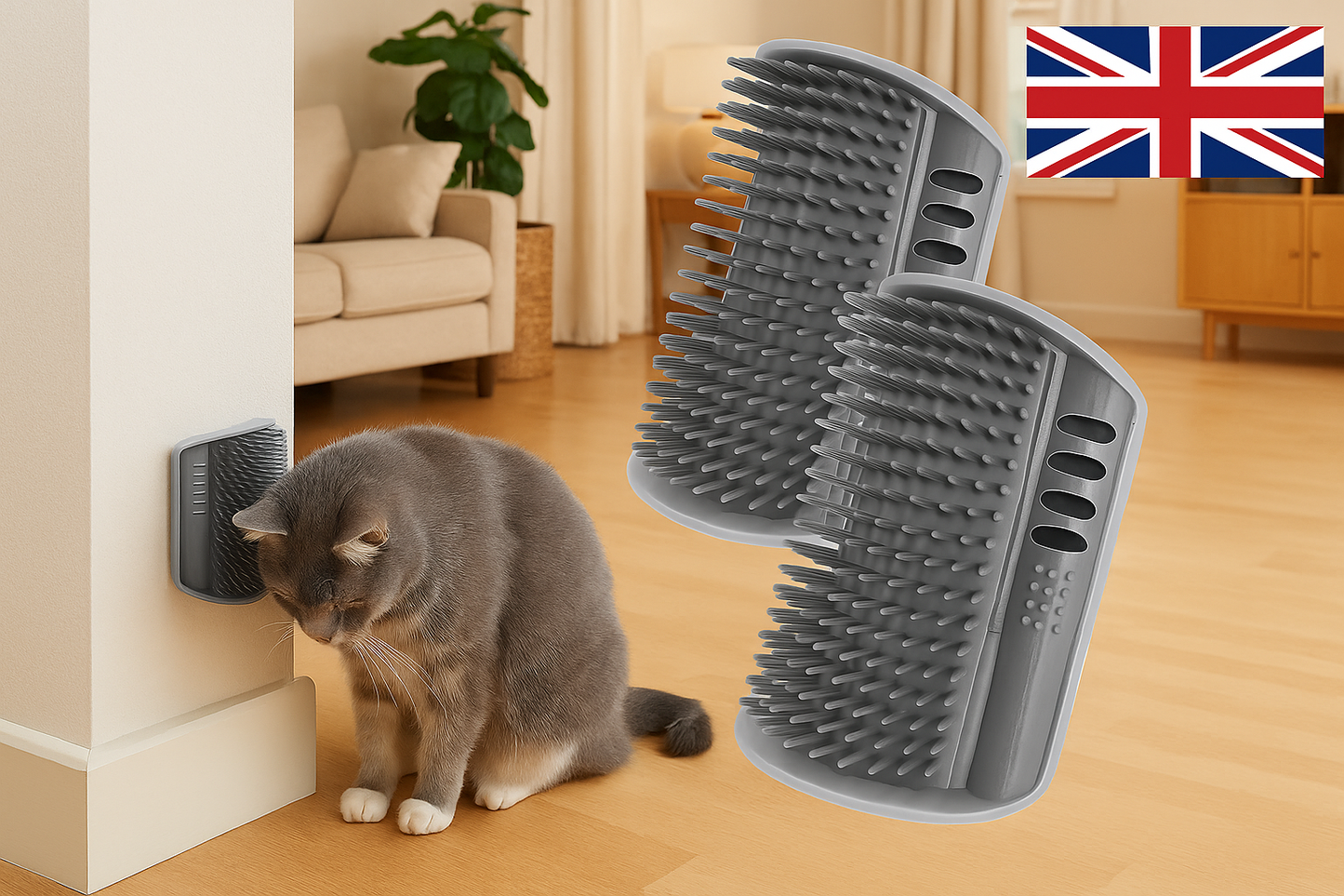 4-Pack Pet Self-Grooming Corner Brush - Gentle Massager for Cats & Dogs - TailAura