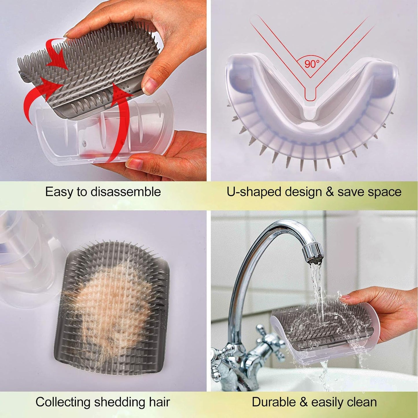 4-Pack Pet Self-Grooming Corner Brush - Gentle Massager for Cats & Dogs - TailAura