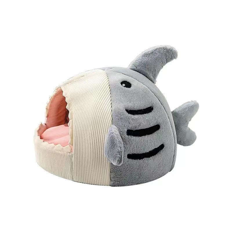 Luxury Plush Shark Pet Bed – Cosy, Fun & Enclosed Nest Design for Cats & Small Dogs - TailAura