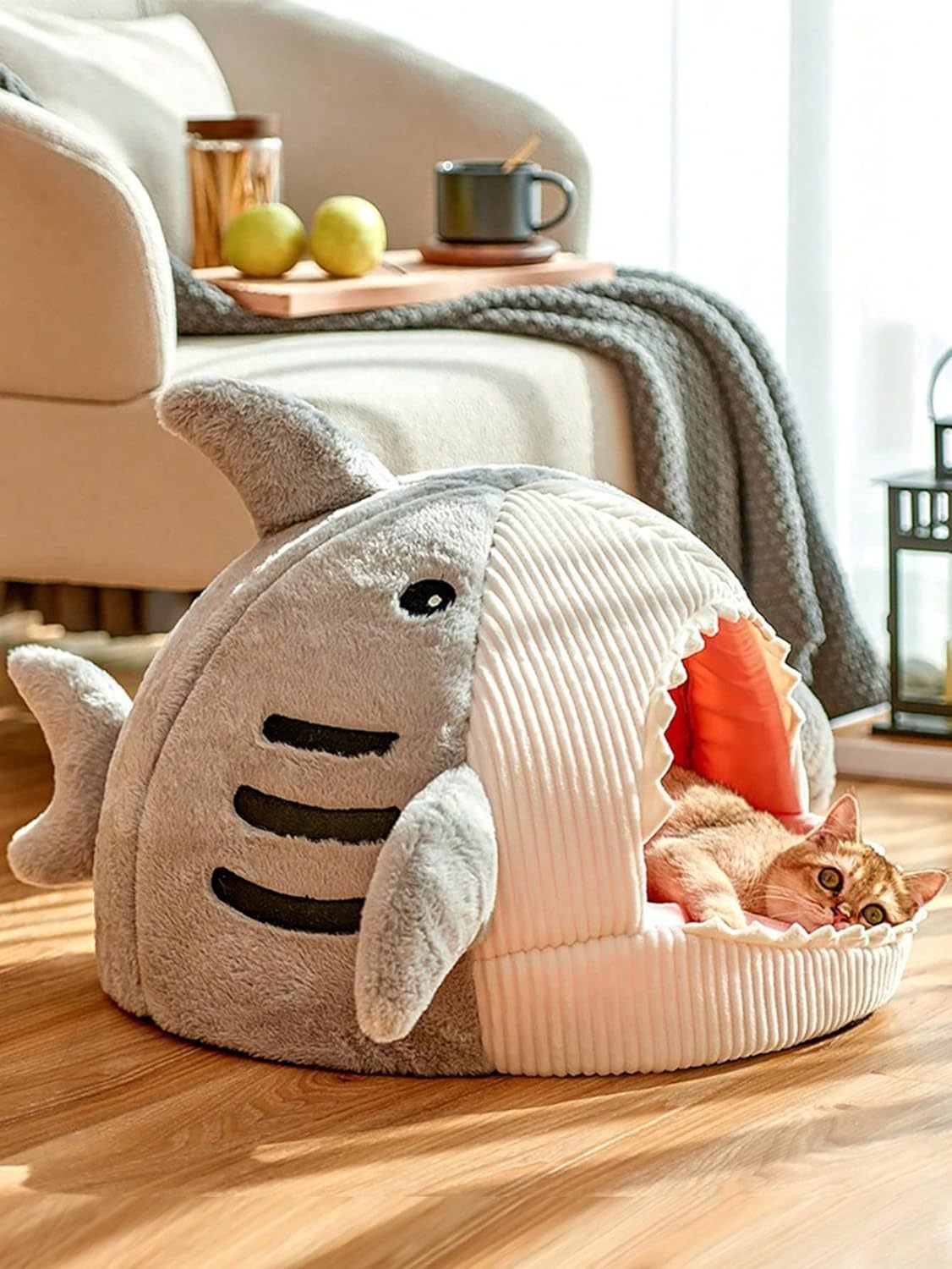 Luxury Plush Shark Pet Bed – Cosy, Fun & Enclosed Nest Design for Cats & Small Dogs - TailAura