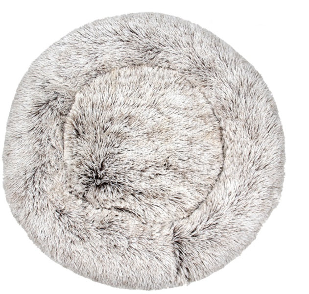 Calming Pet Nest – Plush Round Bed with Raised Rim (50cm, Washable) - TailAura