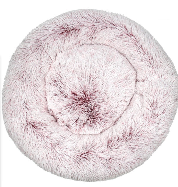 Calming Pet Nest – Plush Round Bed with Raised Rim (50cm, Washable) - TailAura