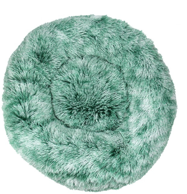 Calming Pet Nest – Plush Round Bed with Raised Rim (50cm, Washable) - TailAura