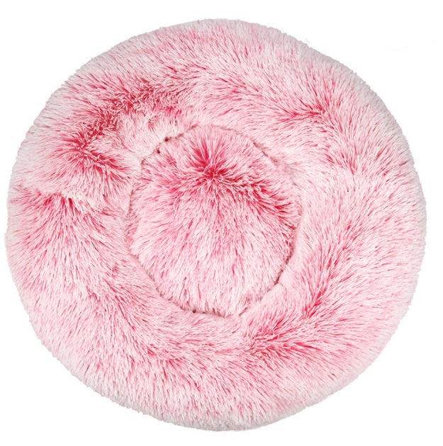 Calming Pet Nest – Plush Round Bed with Raised Rim (50cm, Washable) - TailAura