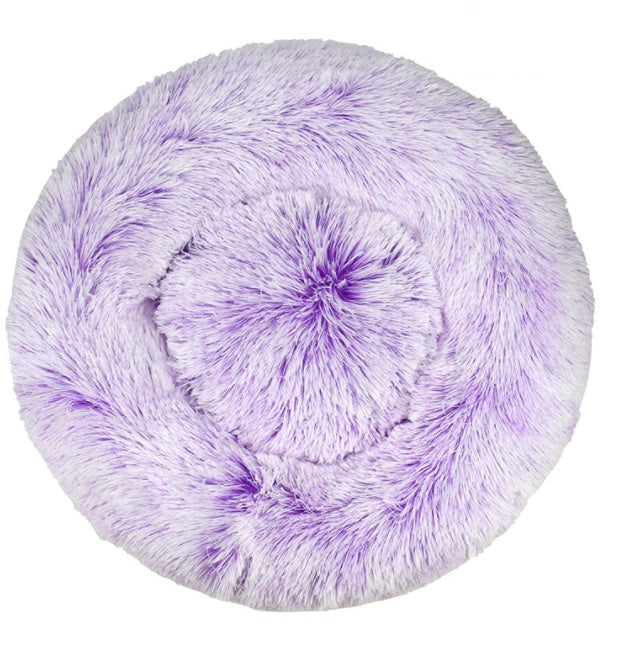 Calming Pet Nest – Plush Round Bed with Raised Rim (50cm, Washable) - TailAura