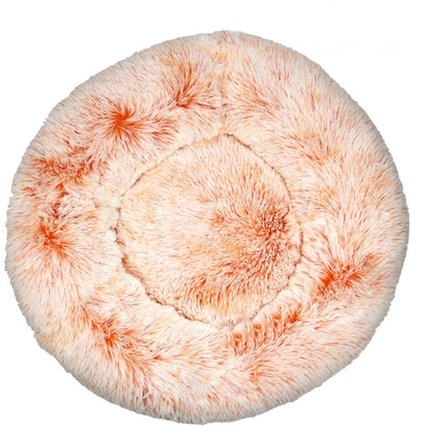 Calming Pet Nest – Plush Round Bed with Raised Rim (50cm, Washable) - TailAura