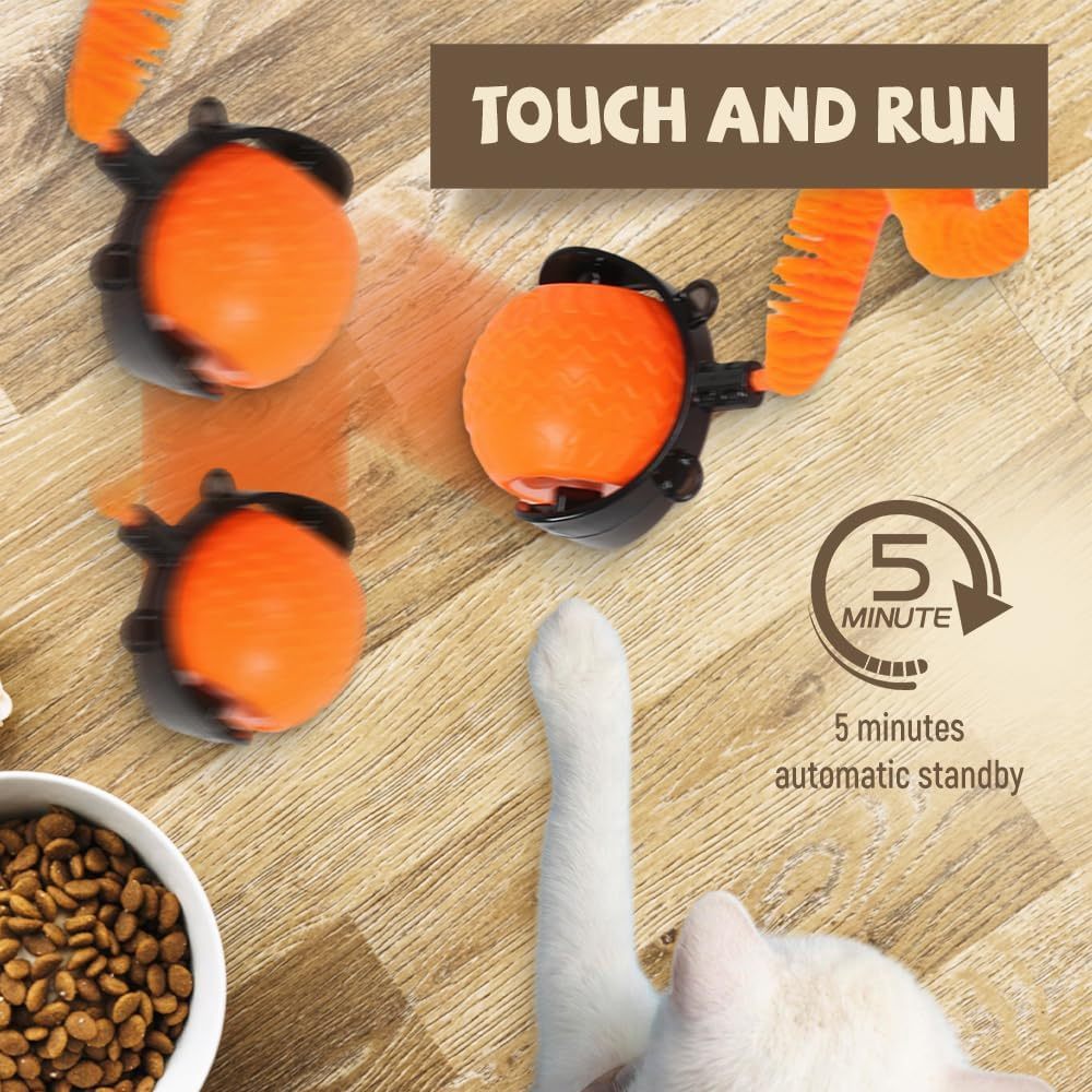 Smart Interactive Pet Ball Toy Automatic Rolling with Cord & Mouse Teaser - TailAura
