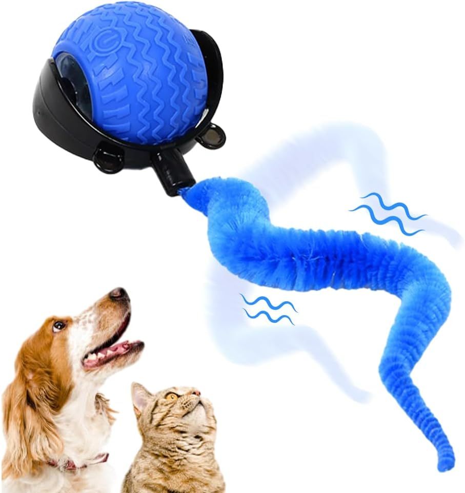 Smart Interactive Pet Ball Toy Automatic Rolling with Cord & Mouse Teaser - TailAura