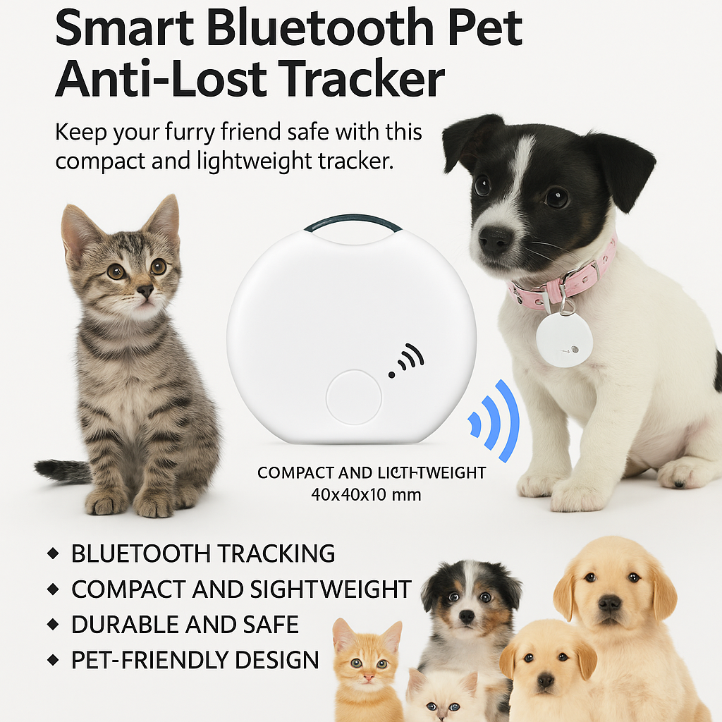 Smart Bluetooth Pet Anti-Lost Tracker – Compact Location Tracker for Pets, White - TailAura