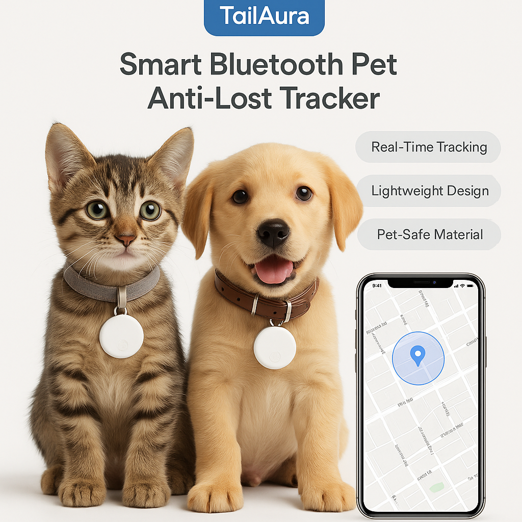 Smart Bluetooth Pet Anti-Lost Tracker – Compact Location Tracker for Pets, White - TailAura