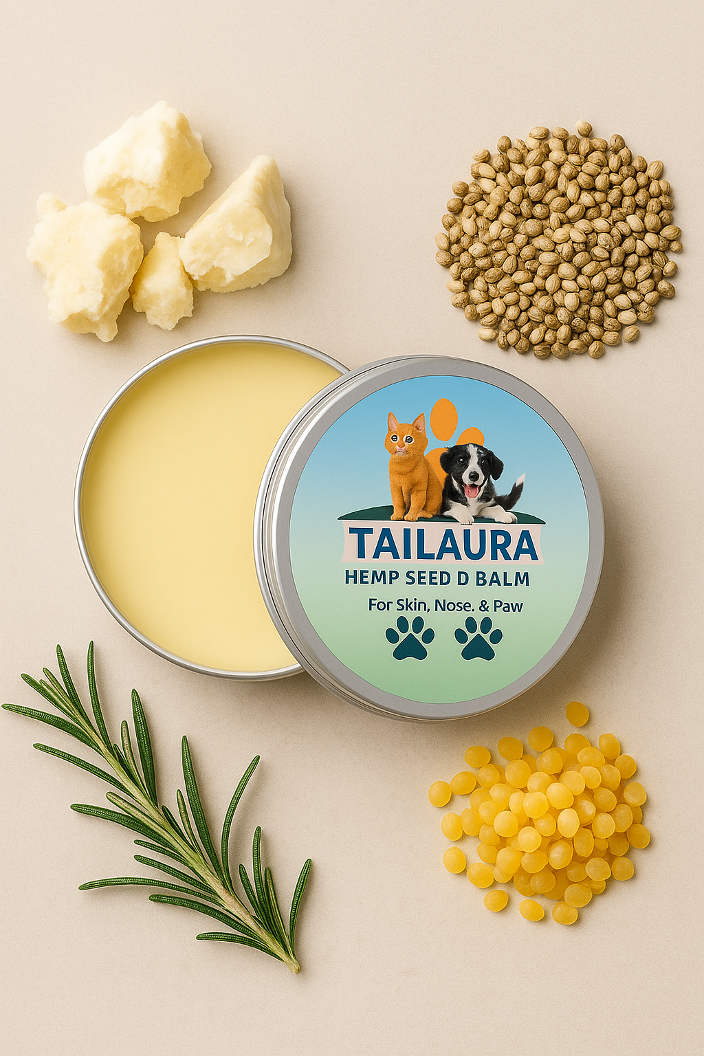 TailAura™ Restorative Hemp Seed Balm for Pets – Paw, Nose & Skin Therapy (56.7g) - TailAura