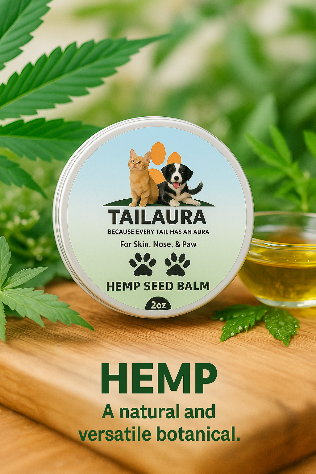TailAura™ Restorative Hemp Seed Balm for Pets – Paw, Nose & Skin Therapy (56.7g) - TailAura