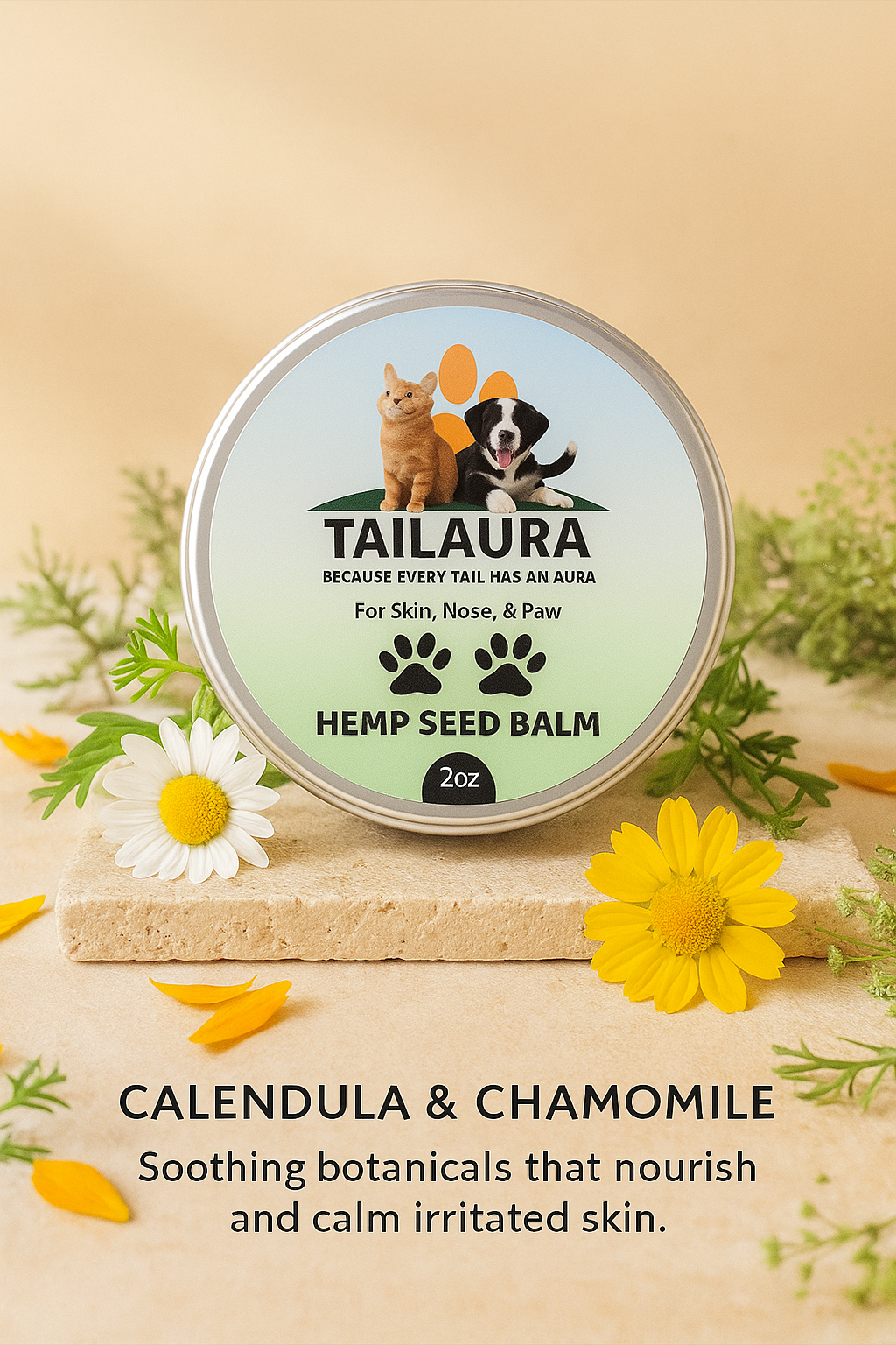 TailAura™ Restorative Hemp Seed Balm for Pets – Paw, Nose & Skin Therapy (56.7g) - TailAura