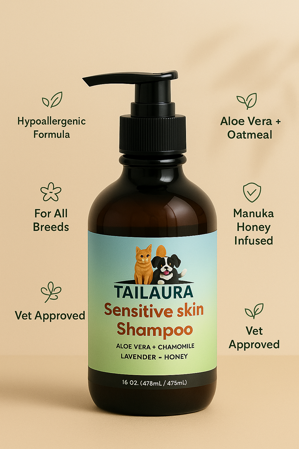 TailAura™ Skin Comfort Shampoo – A Soothing Wash for Delicate Coats (148ml) - TailAura