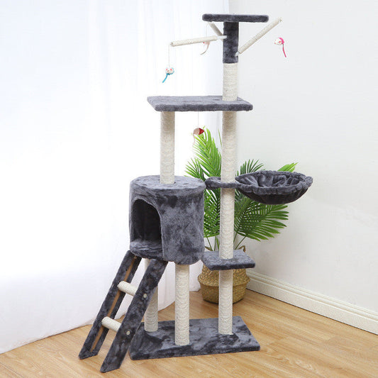Multi-Level Cat Climber & House – 140cm Activity Tower with Sisal Posts & Soft Wool Platforms