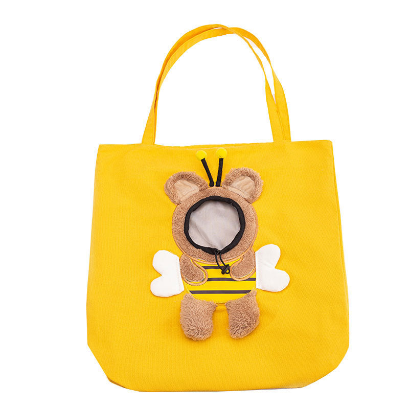 Soft Canvas Pet Travel Handbag with Adjustable Opening - Cute & Secure