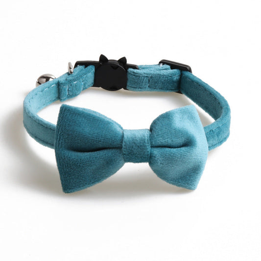 Elegant Velvet Dog Collar with Bowknot – Adjustable Soft Pet Collar for Small Dogs & Puppies