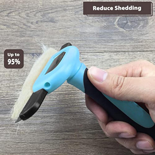 Professional Pet De-Shedding Comb Tool - Blue