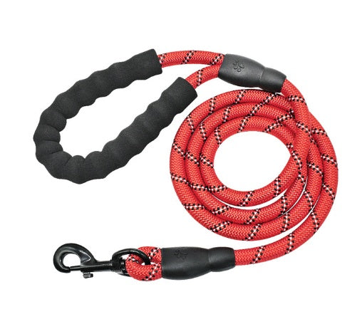 Reflective Nylon Dog Leash – Comfortable Foam Handle, Durable & Anti-Skid Leash for Small, Medium & Large Dogs