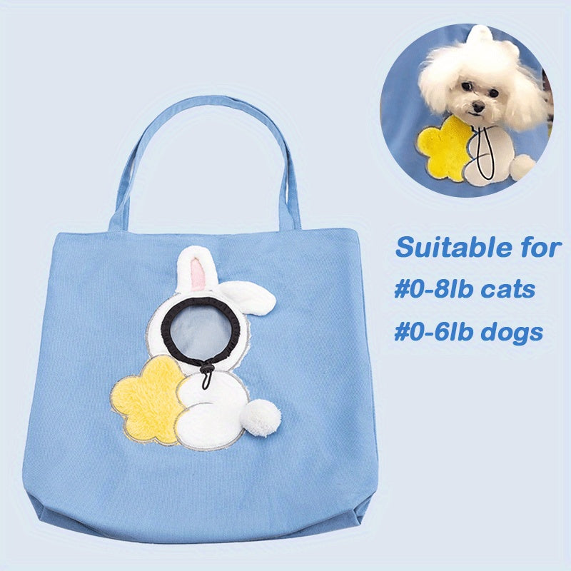 Soft Canvas Pet Travel Handbag with Adjustable Opening - Cute & Secure