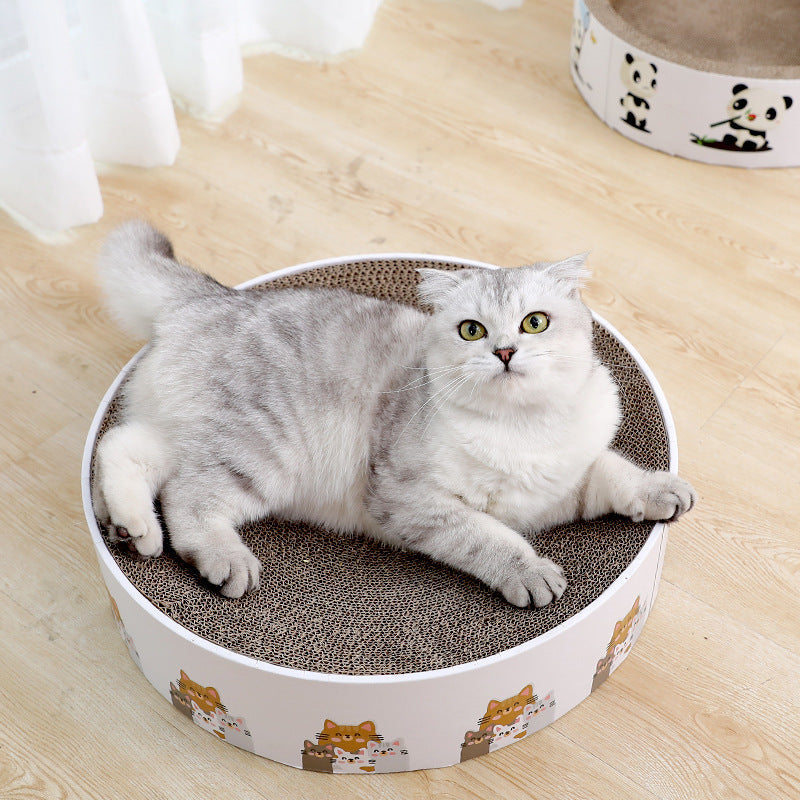 Disc Corrugated Cat Scratcher Panda Design for Happy, Healthy Claws