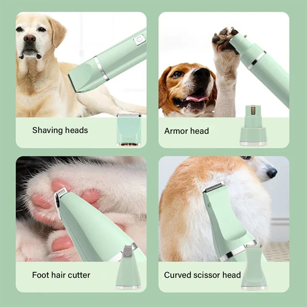 Professional Pet Grooming Kit – Electric 4-in-1  Clippers, Hair Trimmer & Nail Grinder for Cats and Dogs