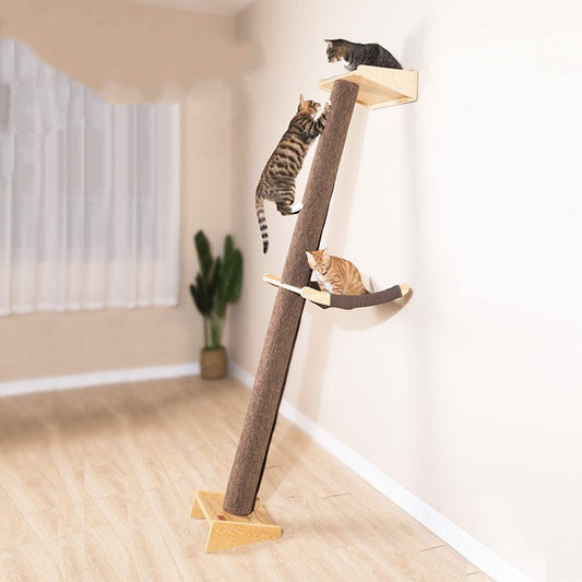 Solid Wood Cat Climbing Frame: Multi-Level Tree & Lounge for Feline Fun