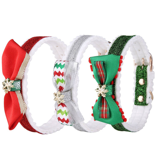 Festive Christmas Cat Collar – PU Leather with Bell & Colour Grid Design