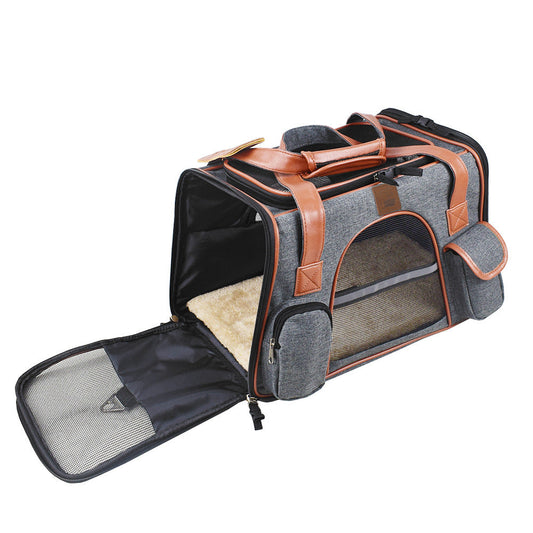 Durable Oxford Cloth Pet Travel Carrier for Small Dogs - Car Seat Function