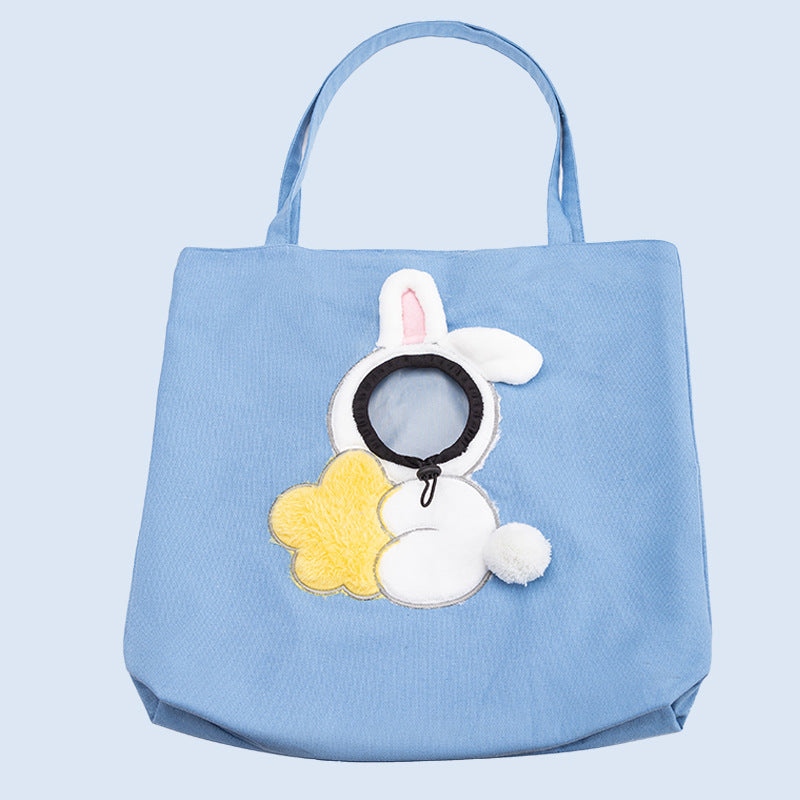 Soft Canvas Pet Travel Handbag with Adjustable Opening - Cute & Secure