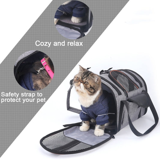 Multi-functional Folding Pet Travel Carrier - Car Seat Basket & Portable Bag for Dogs & Cats