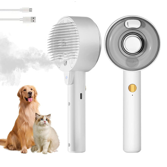 4-in-1 Pet Steam Grooming Brush De-Shedding, Massage & Cloud Care for Cats & Dogs