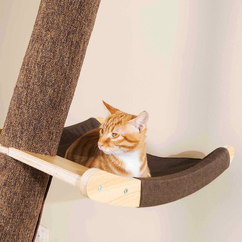 Solid Wood Cat Climbing Frame: Multi-Level Tree & Lounge for Feline Fun